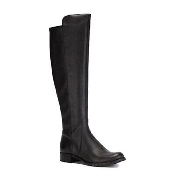Michael Kors Joanie Black Over the Knee Leather Stretch Boots - Picture 1 of 15
